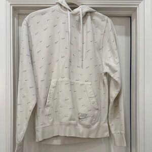 Nike White Men’s Hoodie with Grey Logo Pattern